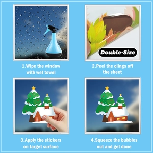 Step-by-step guide for applying double-sided Christmas static window stickers with tools