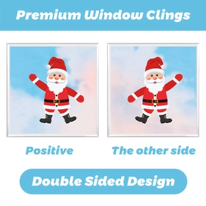 Double-sided Christmas Santa window clings with high-quality festive holiday printing