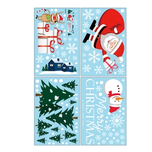 Christmas window decals with Santa and Reindeer designs for holiday glass decoration