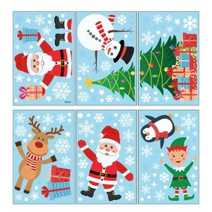 Lot de 6 stickers de Noël pour fenêtres avec Père Noël et bonshommes de neige pour vitres