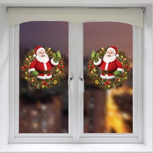 Adesivi natalizi per finestre con ghirlande di Babbo Natale 3D e decorazioni per vetrine