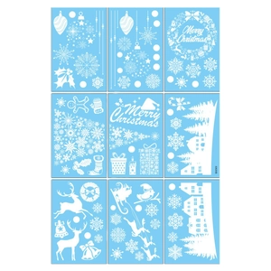 White Christmas window stickers set with reindeer, snowflakes and festive tree decals