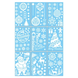 White Christmas window stickers set with snowflakes and reindeer for holiday glass decor