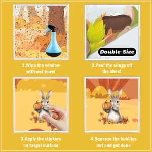 Detailed steps for applying double-sided pumpkin and autumn leaf static window stickers
