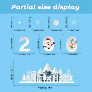 Detailed size specifications for Christmas snowflake wall stickers and decorative decals