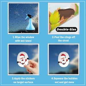 Double-sided Santa Claus window sticker with a simple 4-step installation guide
