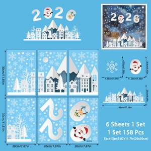 Detail of Christmas window stickers set including Santa, reindeer and snowflake decals
