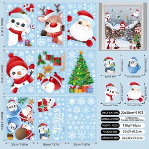 Detailed set of 9 Christmas window stickers featuring 196 festive cartoon decals 20x30cm