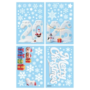 Stickers de Noël 3D et 2026 statiques pour décoration de vitres et fêtes de fin d'année
