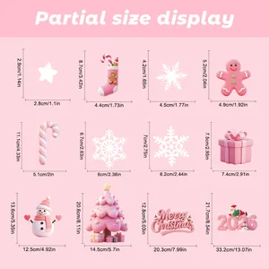 Tableau des tailles pour autocollants de Noël 3D avec dimensions sapin et bonhomme