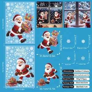 Detail view of Santa Claus window stickers with 35x50cm dimensions and sizing specs