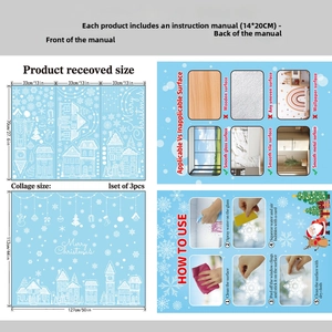 Detailed size specifications and installation guide for Merry Christmas window decals