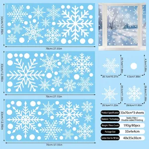Detailed size specifications for double-sided Christmas snowflake static window decals
