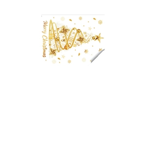Golden Christmas tree window sticker with stars and Merry Christmas greeting