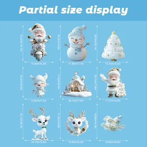 Tableau des tailles détaillé pour autocollants de Noël 3D avec motifs festifs variés
