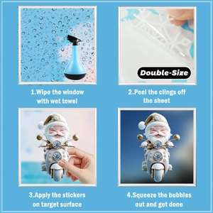 Détails d'autocollants de Noël pour fenêtre avec guide de pose et effet 3D double face
