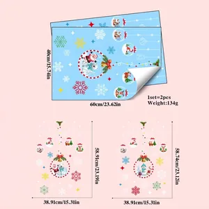 Christmas window decals set featuring Santa and Snowman with size specifications