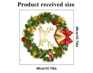 Tabella taglie dettagliata per adesivo natalizio da 40cm con ghirlanda e Merry Christmas