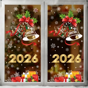2026 Christmas bells and snowflakes static window decals for holiday shop decorations