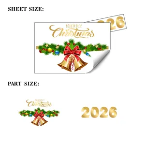 Christmas bell and snowflake static window stickers set with size specifications