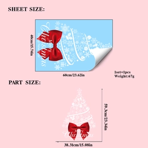 Detail of Christmas tree wall sticker with snowflakes and dimensions 40x60cm