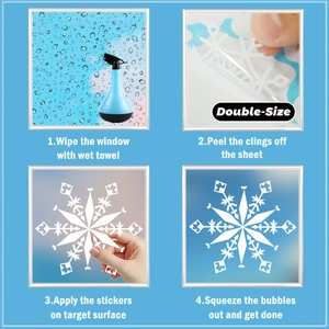 Detailed four-step guide for applying white snowflake static window clings
