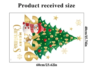 Détail du sticker mural sapin de Noël et bonhomme de neige 60x40cm pour la déco 2026