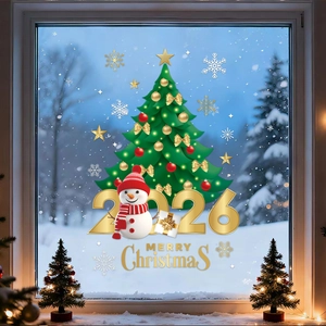 Autocollants Fenêtre Noël Statiques PVC Réutilisables Flocon De Neige Bonhomme De Neige Décor Pour 2026