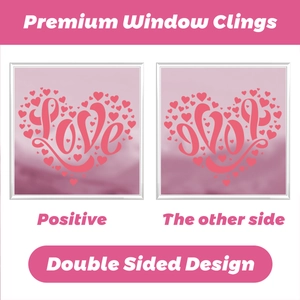 Double sided Love heart window clings for Valentines Day glass decoration with pink patterns