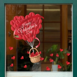 3D heart air balloon static window cling sticker for Valentine's Day decor