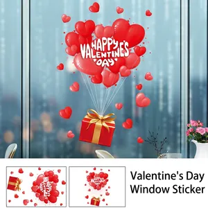 Detail of 40x60cm Happy Valentine's Day heart balloon window sticker with a gift box