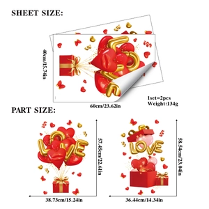 Valentine's LOVE wall stickers set with 40x60cm dimensions and heart balloon design
