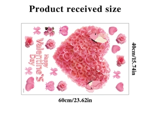 Mise en page de stickers de fenêtre cœur pour la Saint-Valentin avec roses roses