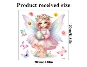 Detailed view of Easter butterfly angel static sticker with dimensions 30cm by 30cm