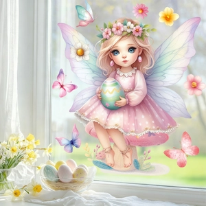 Easter static cling fairy angel window sticker with butterfly and egg decor