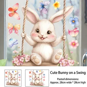 Detailed view of Easter bunny window sticker with 30x30cm size specifications