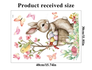 Easter rabbit and egg window sticker product dimensions showing 30cm by 40cm size details