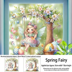 Detail view of Easter window stickers showing spring fairy tree design and 30x60cm dimensions
