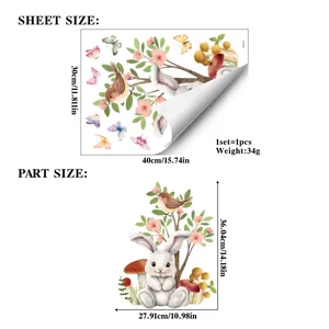 Guida alle taglie adesivi pasquali con coniglio con foglio 40x30cm e misure montaggio