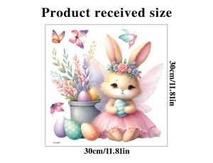 Detailed view of Easter rabbit static cling sticker with 30cm x 30cm dimensions