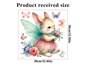 Close-up of Easter rabbit static sticker showing 30x30cm size and fairy bunny design