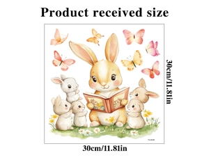 Watercolour cartoon rabbit wall stickers for Easter decoration, 30cm square size sheet