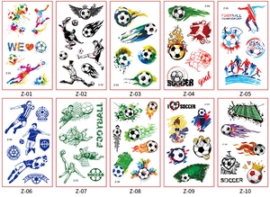 Set of 10 waterproof temporary soccer tattoos for fans with dynamic football designs