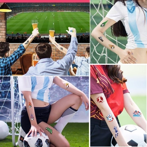 Waterproof soccer themed temporary tattoos for fans showing sports patterns in use