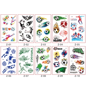 Set of 10 waterproof soccer themed temporary tattoos for football fans and clubs