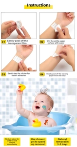 Step-by-step guide for applying children's cartoon temporary tattoos with baby demo