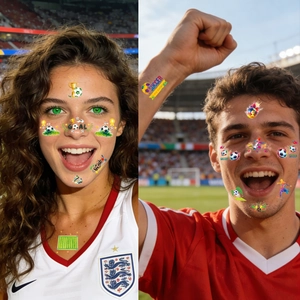 Waterproof temporary facial tattoo stickers with football designs for the 2026 World Cup