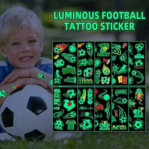 Luminous Football Tattoo Stickers Glow In Dark Soccer Theme Kids Party Supplies Waterproof Fan Body Face Art