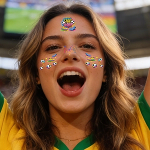 Soccer face tattoo stickers with ball and goal designs for stadium cheers