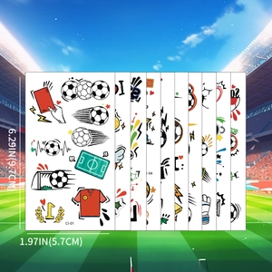 Soccer themed temporary tattoo set featuring football patterns for world cup fan parties